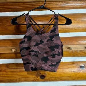 Pink Camo Strappy Sports Bra